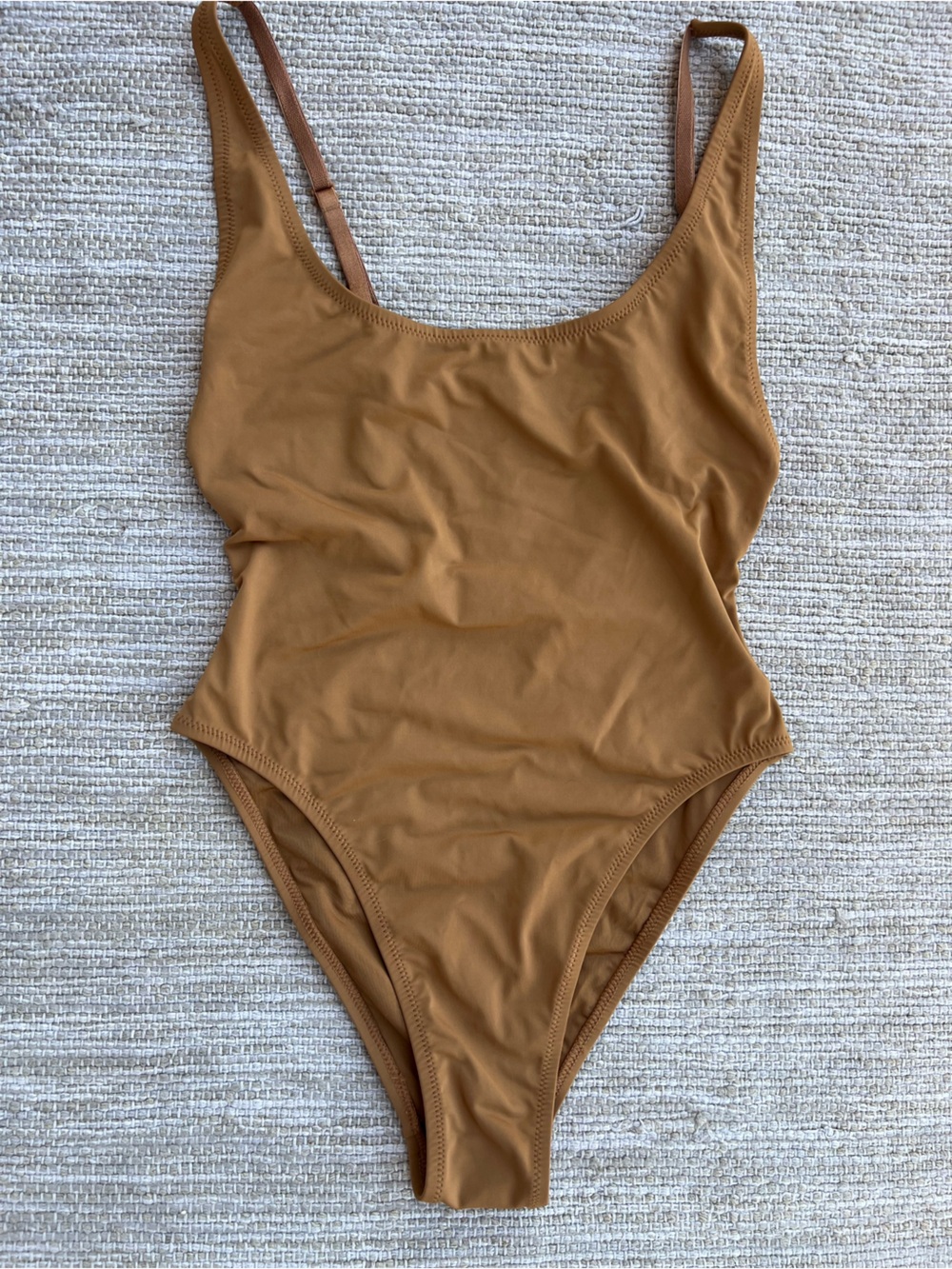 Skims Recycled Swim Scoop Neck One-Piece Suit Tan Brown Size S